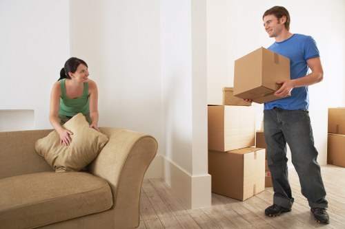 Prepared household boxes and furniture ready for a Shepherds Bush move